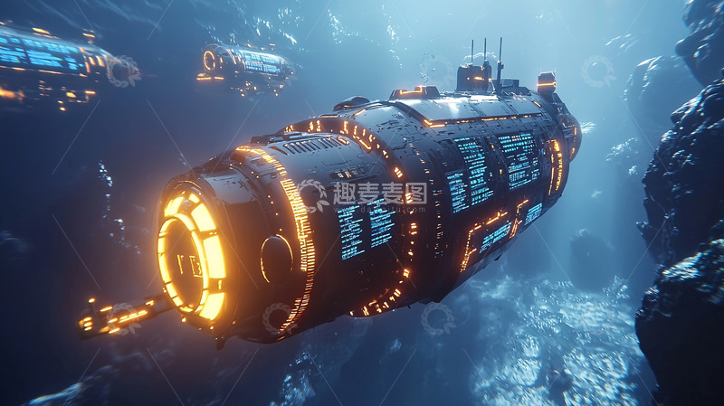 高清大图下载【趣麦麦图】深海科幻飞船