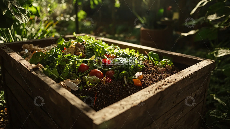 高清大图下载【趣麦麦图】堆肥箱里的厨余垃圾