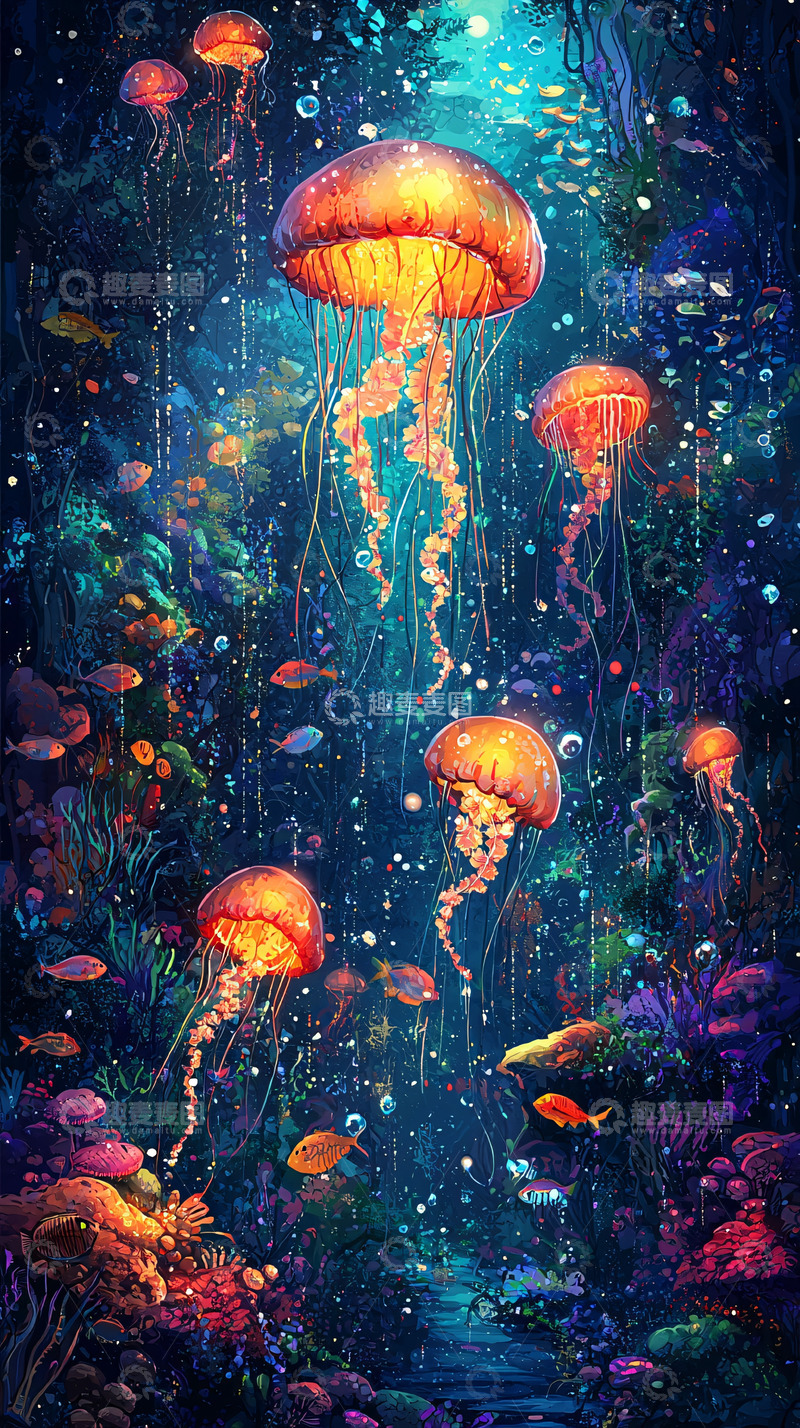 高清大图下载【趣麦麦图】梦幻水母