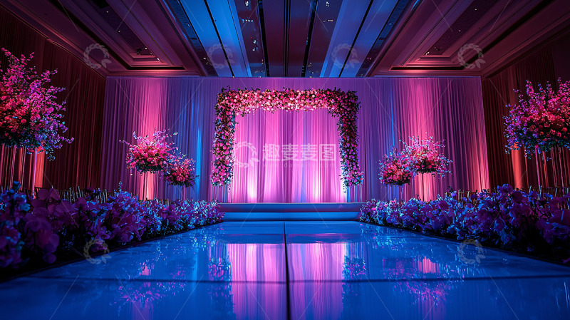 高清大图下载【趣麦麦图】浪漫紫色婚礼舞台背景