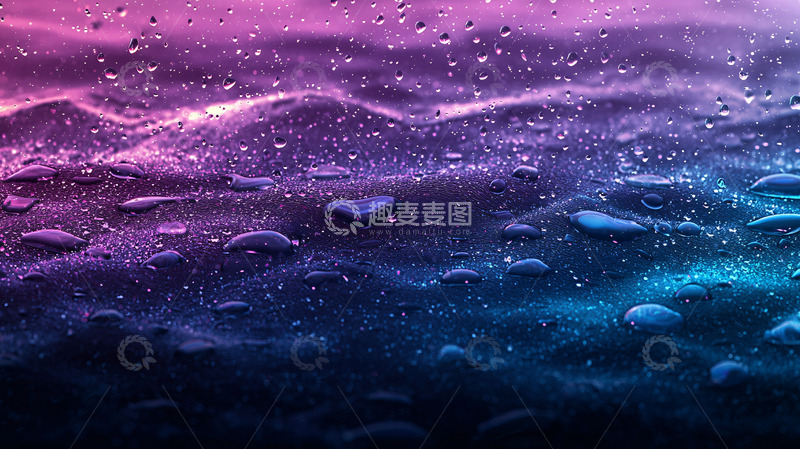 高清大图下载【趣麦麦图】水滴在渐变色玻璃上
