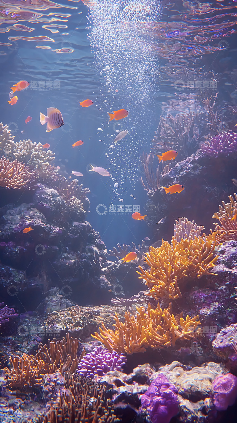 高清大图下载【趣麦麦图】珊瑚礁鱼群