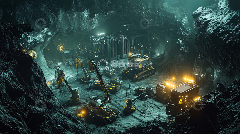 高清大图下载【趣麦麦图】地下矿洞作业场景
