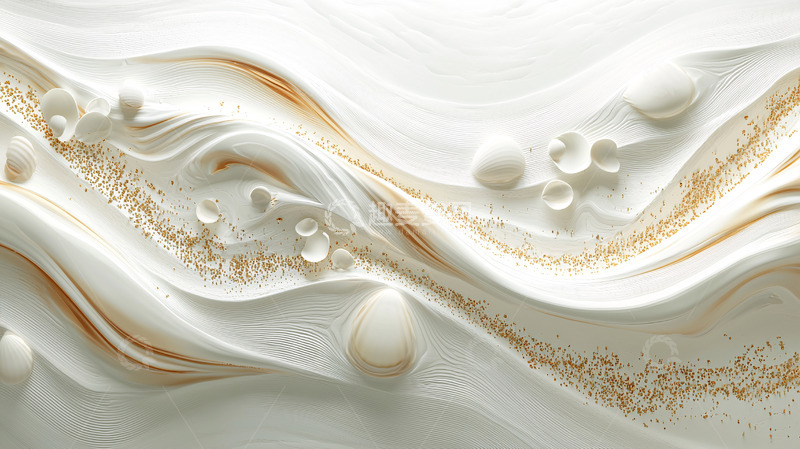 高清大图下载【趣麦麦图】白色波浪纹理与圆石点缀