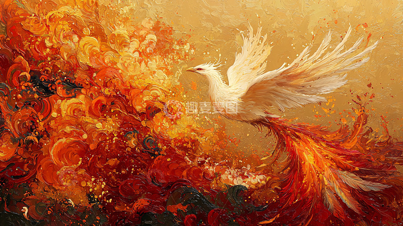 高清大图下载【趣麦麦图】火焰中飞翔的白鸟