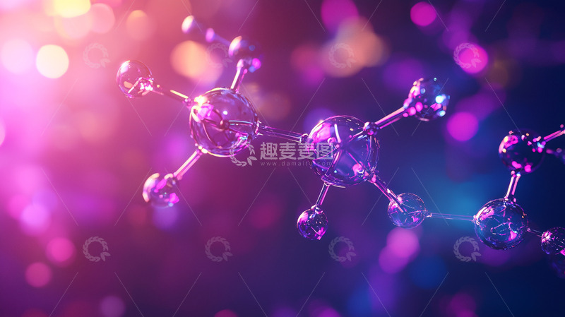 高清大图下载【趣麦麦图】紫色粉色科技感分子结构