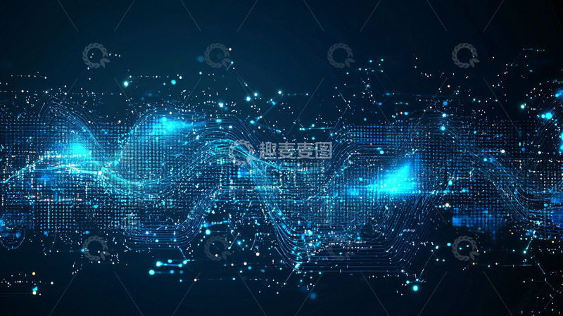 高清大图下载【趣麦麦图】蓝色科技感粒子波浪