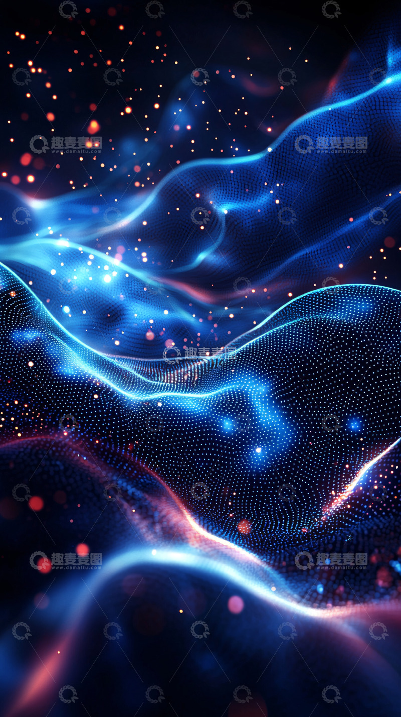 高清大图下载【趣麦麦图】蓝色流动曲线星空背景