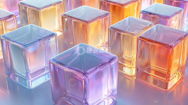 高清大图下载【趣麦麦图】彩色玻璃方块