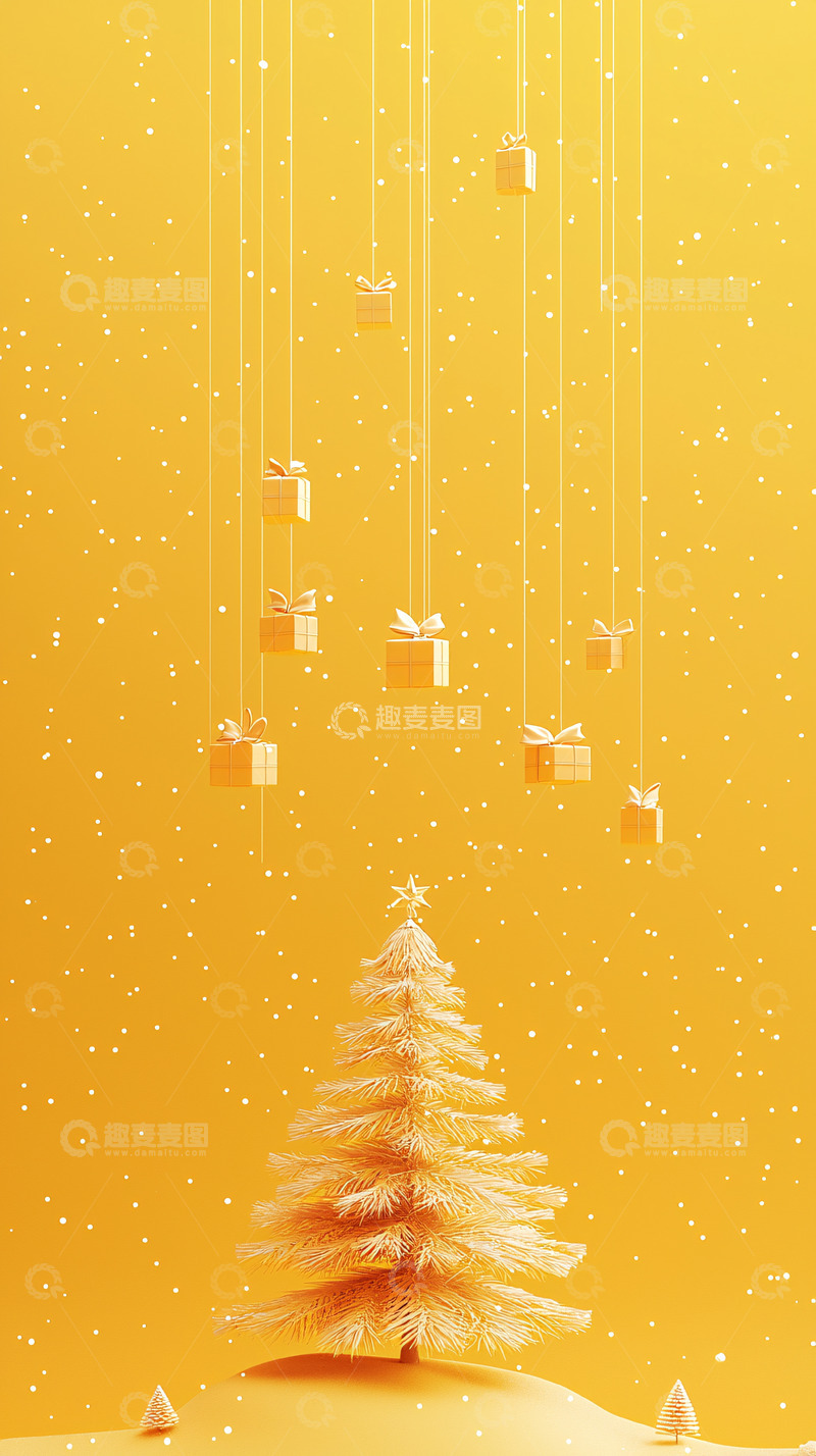 高清大图下载【趣麦麦图】金色圣诞树
