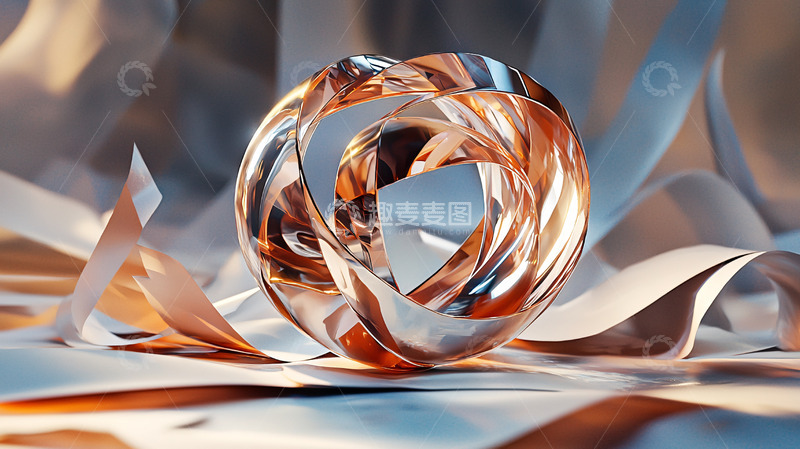 高清大图下载【趣麦麦图】光滑金属环状雕塑