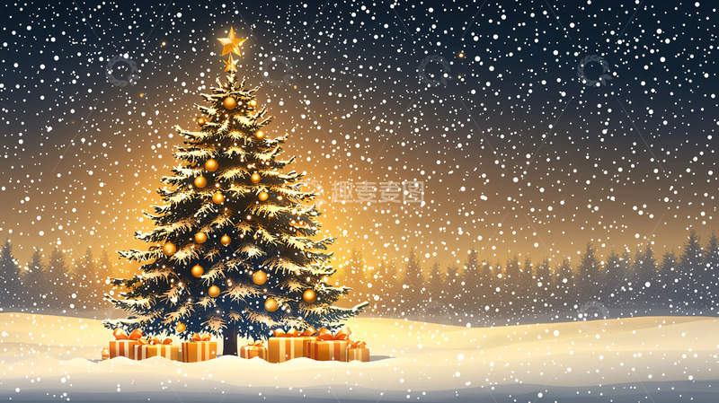 高清大图下载【趣麦麦图】圣诞夜雪景