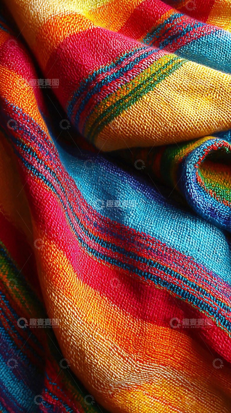 高清大图下载【趣麦麦图】彩虹条纹针织面料