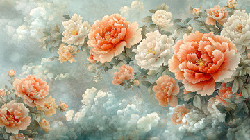 水墨风格牡丹花壁纸