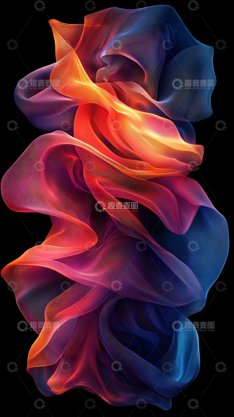 高清大图下载【趣麦麦图】彩色流动飘逸丝绸
