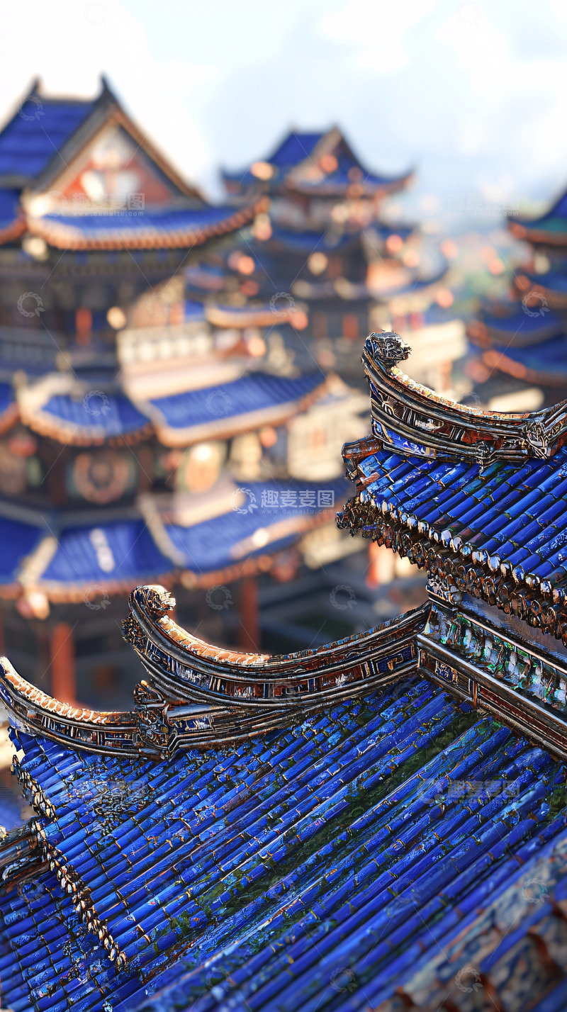 高清大图下载【趣麦麦图】蓝色屋顶