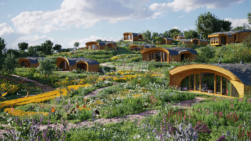 高清大图下载【趣麦麦图】山坡上的生态友好型房屋