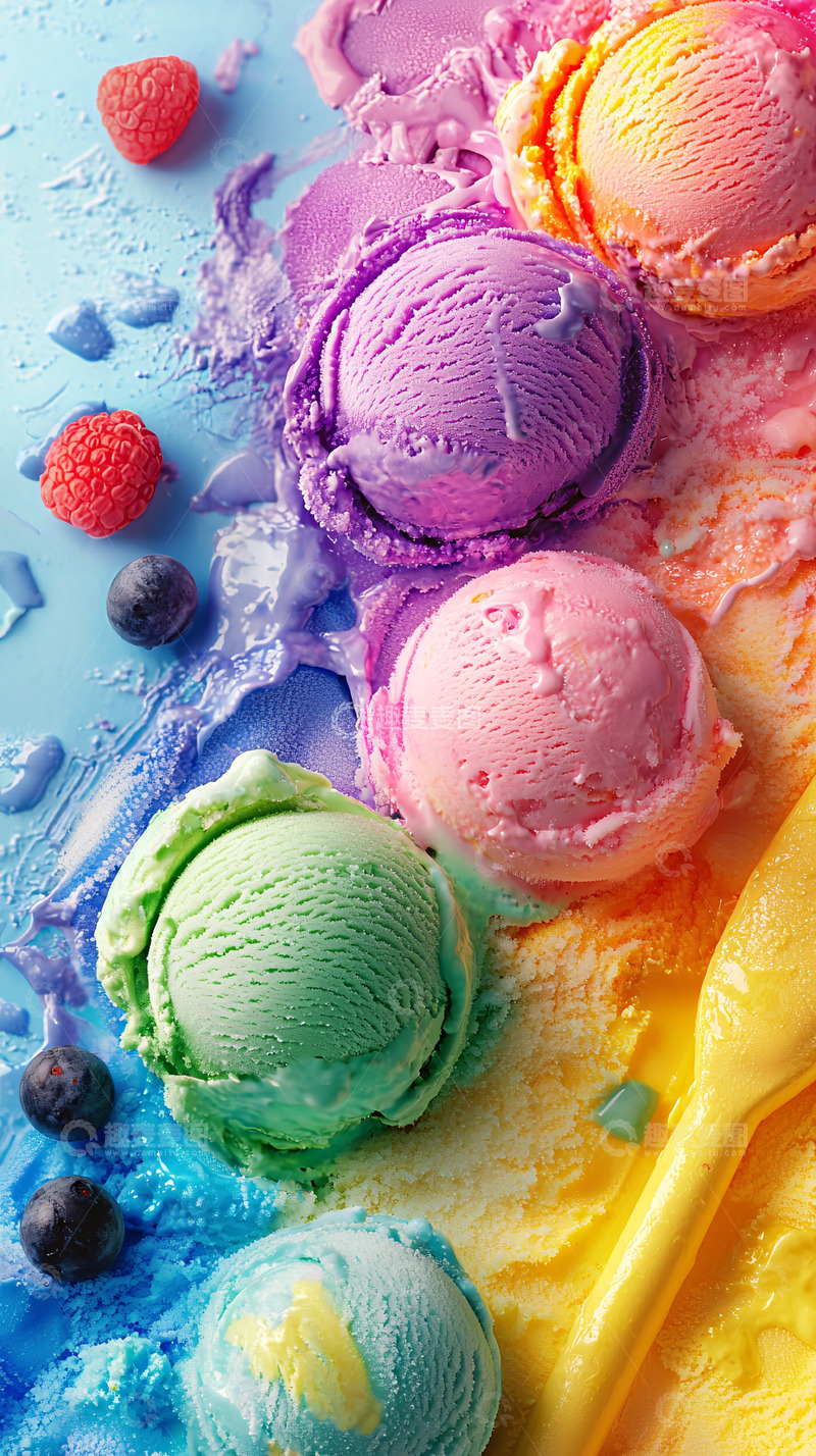 高清大图下载【趣麦麦图】彩虹冰淇淋球