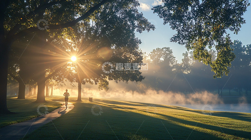 高清大图下载【趣麦麦图】清晨阳光树林小路