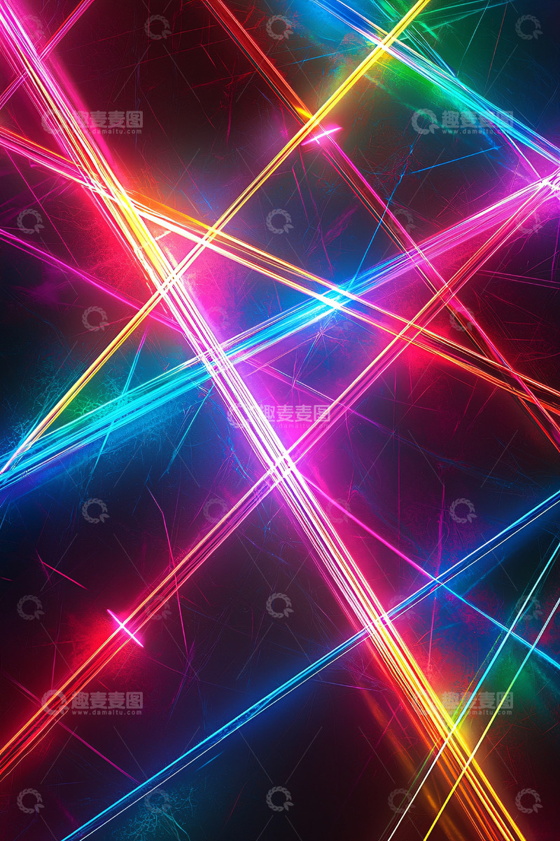 高清大图下载【趣麦麦图】炫彩霓虹灯交叉线条
