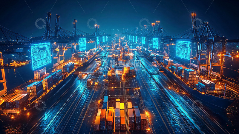 高清大图下载【趣麦麦图】夜晚港口夜景