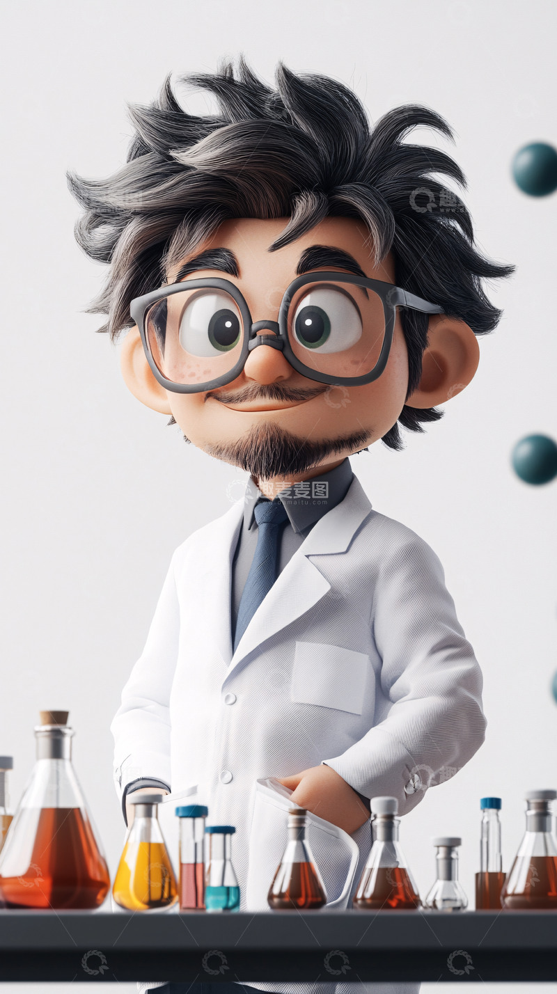 高清大图下载【趣麦麦图】卡通科学家