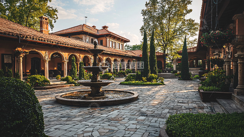 高清大图下载【趣麦麦图】庭院别墅喷泉景观