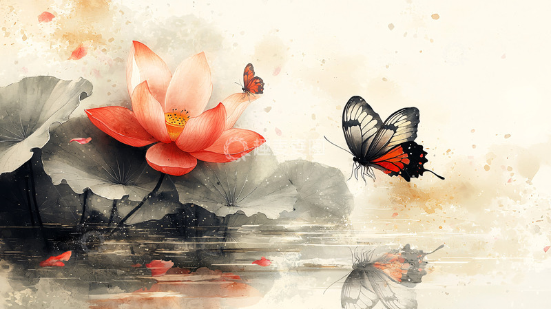 高清大图下载【趣麦麦图】水墨荷花