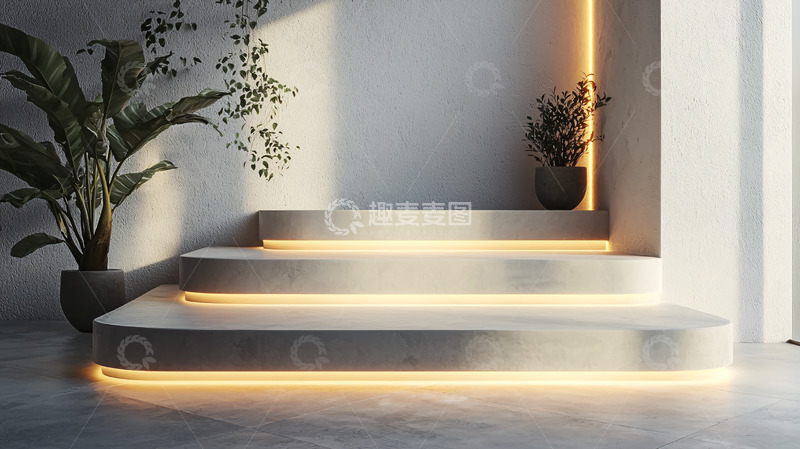 高清大图下载【趣麦麦图】极简风格阶梯展示台