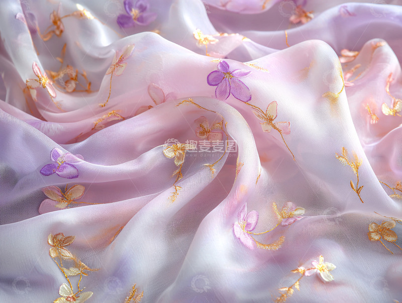 高清大图下载【趣麦麦图】粉色印花雪纺面料