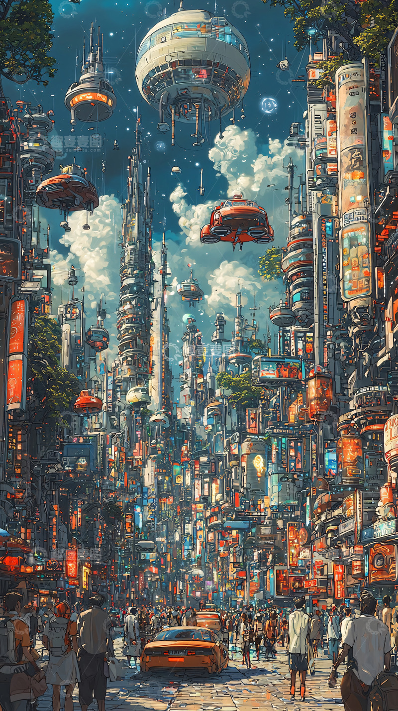 高清大图下载【趣麦麦图】未来都市街景1