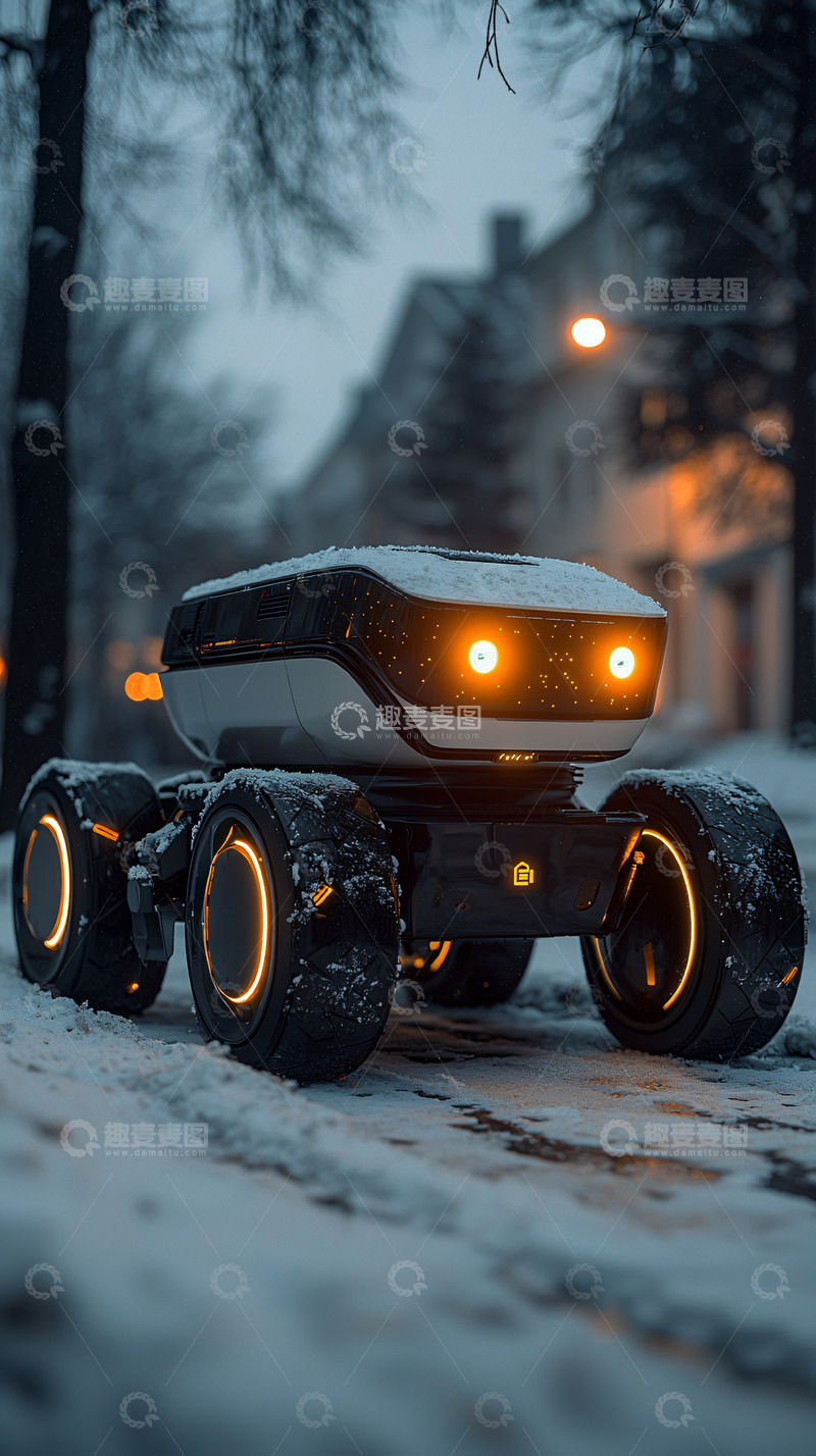 高清大图下载【趣麦麦图】未来感机器人雪地