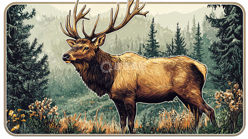 高清大图下载【趣麦麦图】麋鹿森林高清图片