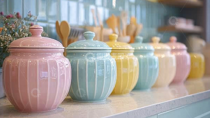 高清大图下载【趣麦麦图】彩色陶瓷罐子