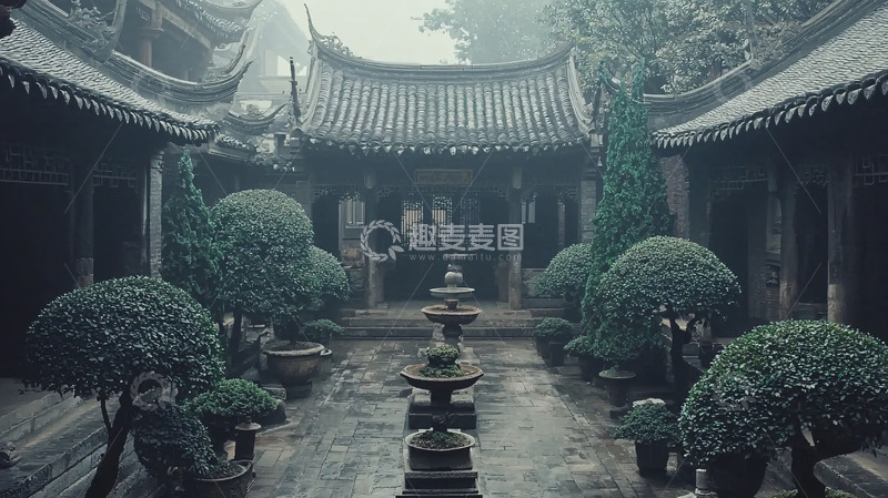 高清大图下载【趣麦麦图】中式庭院