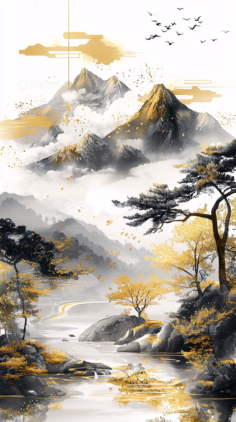 高清大图下载【趣麦麦图】水墨山水画82