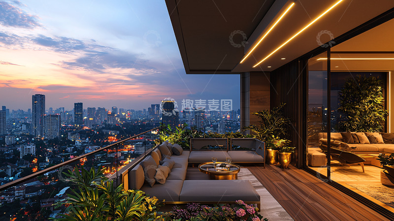 高清大图下载【趣麦麦图】夜景阳台10