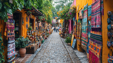 色彩斑斓的鹅卵石小巷