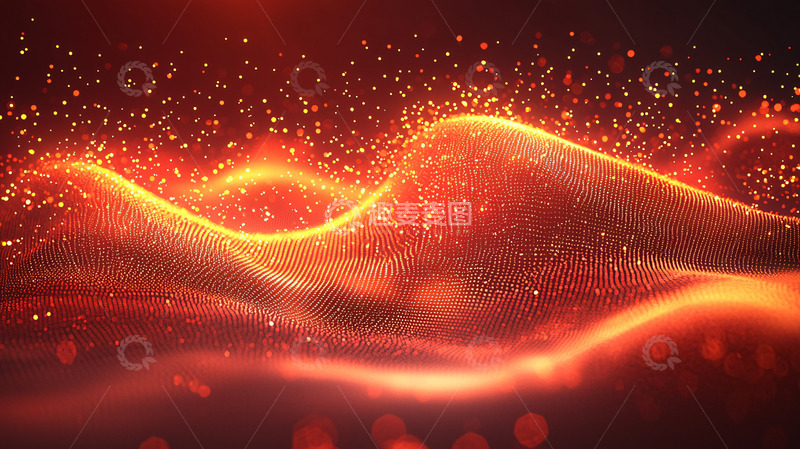 高清大图下载【趣麦麦图】红色粒子波浪