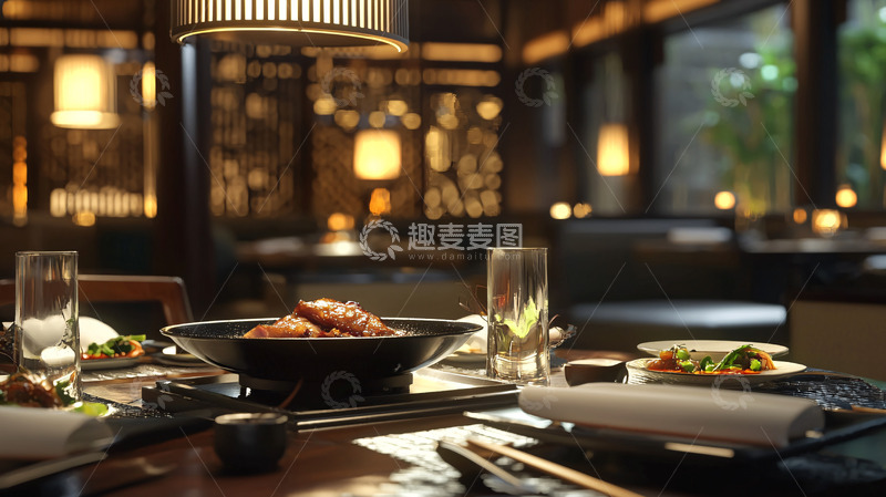 高清大图下载【趣麦麦图】精致餐厅晚餐场景
