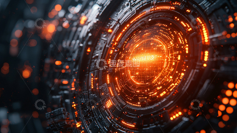 高清大图下载【趣麦麦图】未来科技感橙色能量核心
