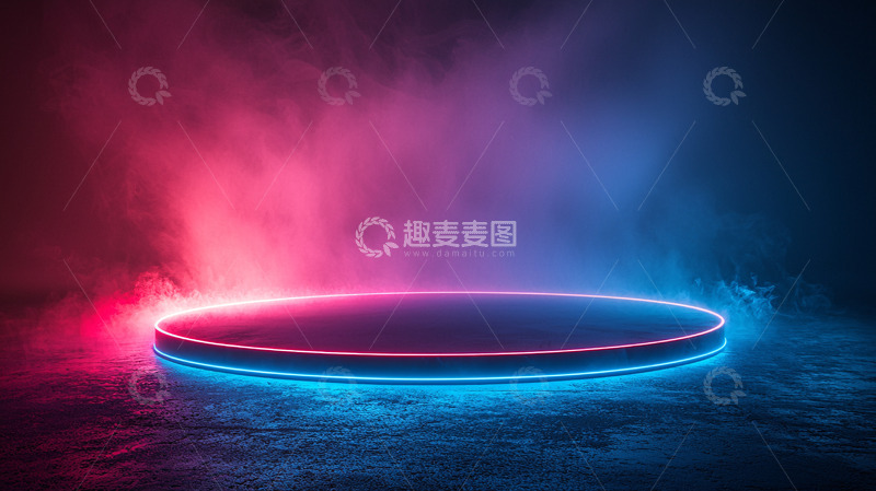 高清大图下载【趣麦麦图】霓虹灯圆形舞台