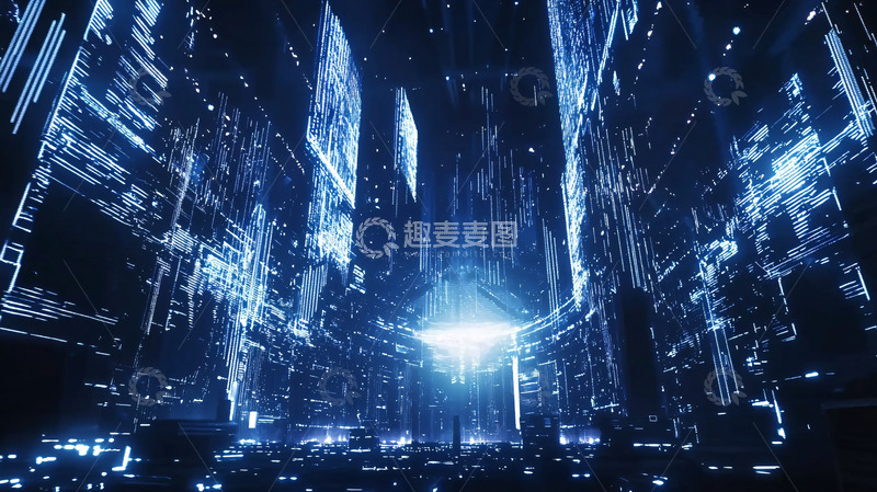 高清大图下载【趣麦麦图】蓝色科技感未来城市