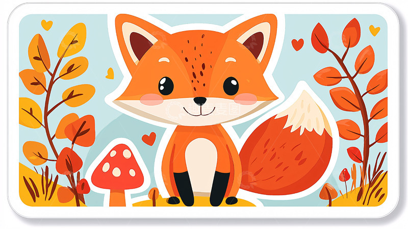 高清大图下载【趣麦麦图】秋季卡通狐狸