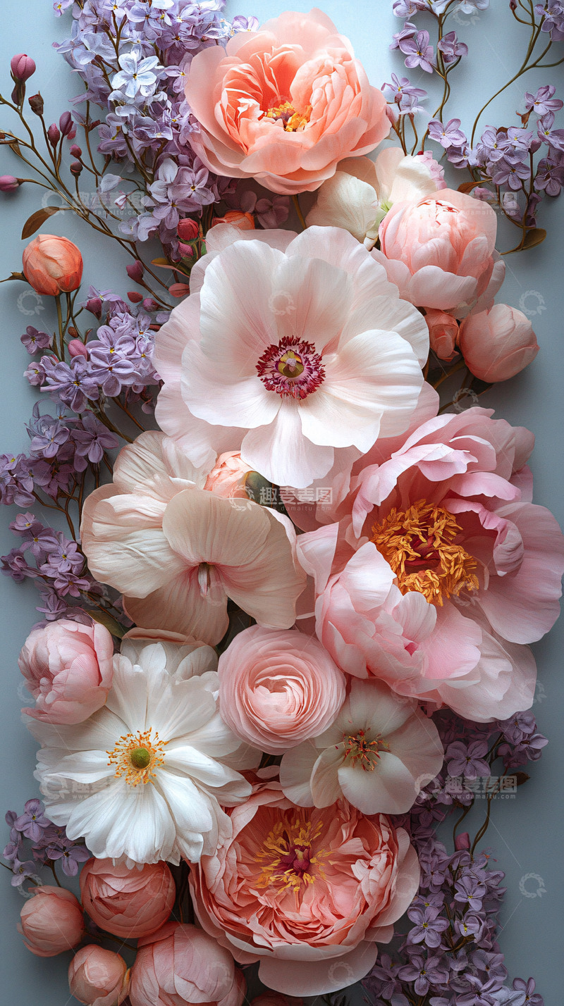 高清大图下载【趣麦麦图】精美粉色系纸艺花卉