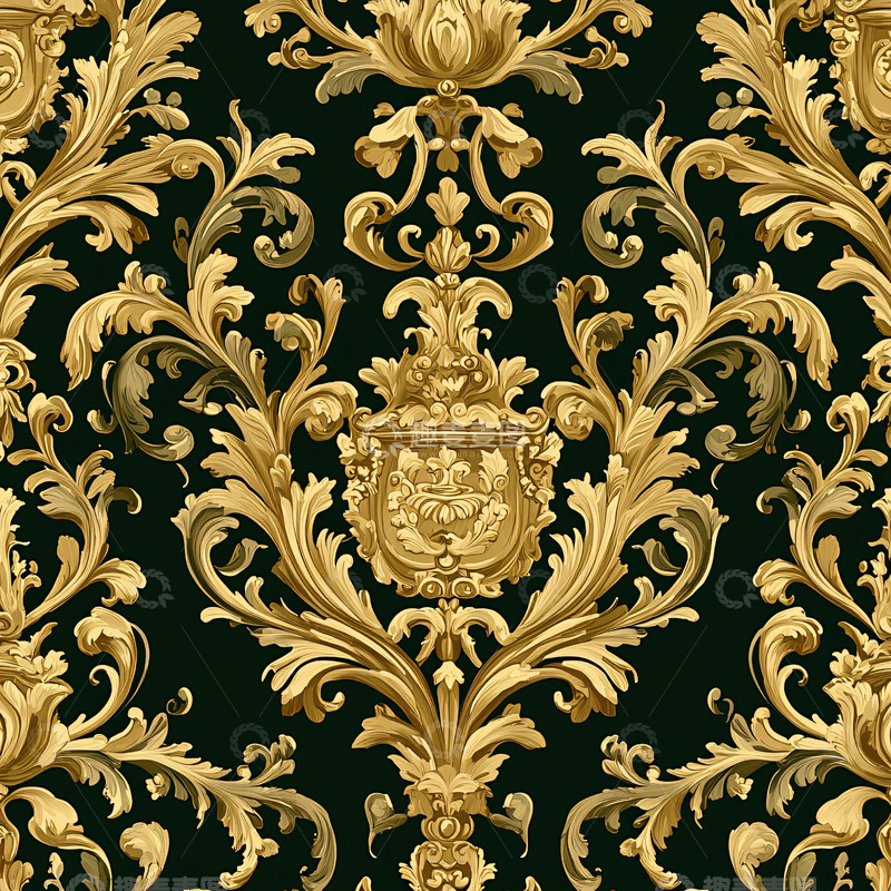 高清大图下载【趣麦麦图】金色巴洛克风格纹样