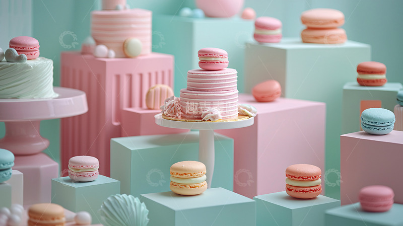 高清大图下载【趣麦麦图】马卡龙甜品粉色系摆拍