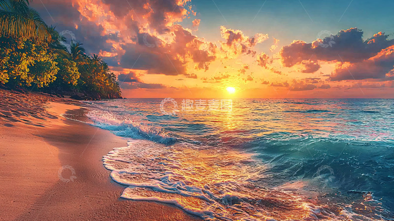 高清大图下载【趣麦麦图】海滩日落