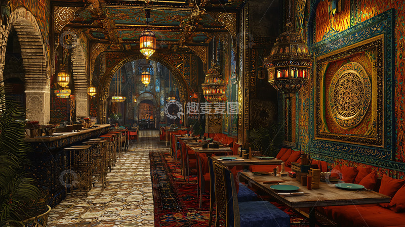 高清大图下载【趣麦麦图】摩洛哥风格餐厅室内