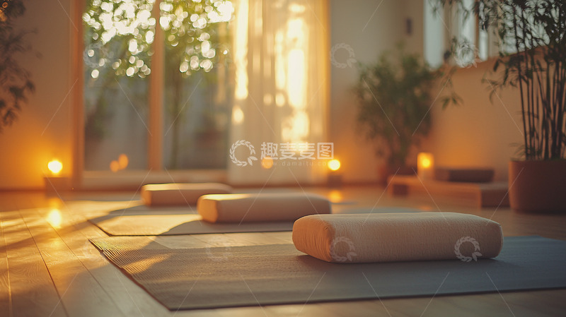 高清大图下载【趣麦麦图】瑜伽室夕阳暖光